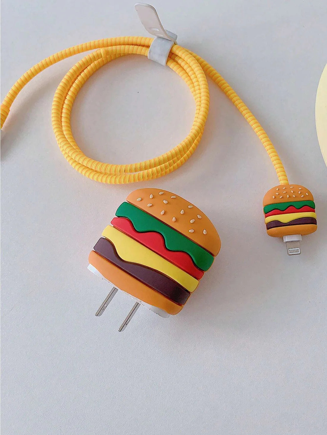 Iphone Charger Case Cover - Burger - 4 Piece Set (With Wire Protector)
