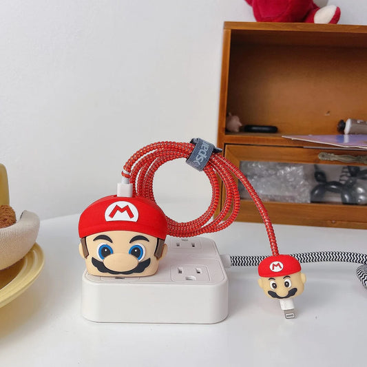 Iphone Charger Case Cover - Super Mario Bros Green- 4 Piece Set (With Wire Protector)