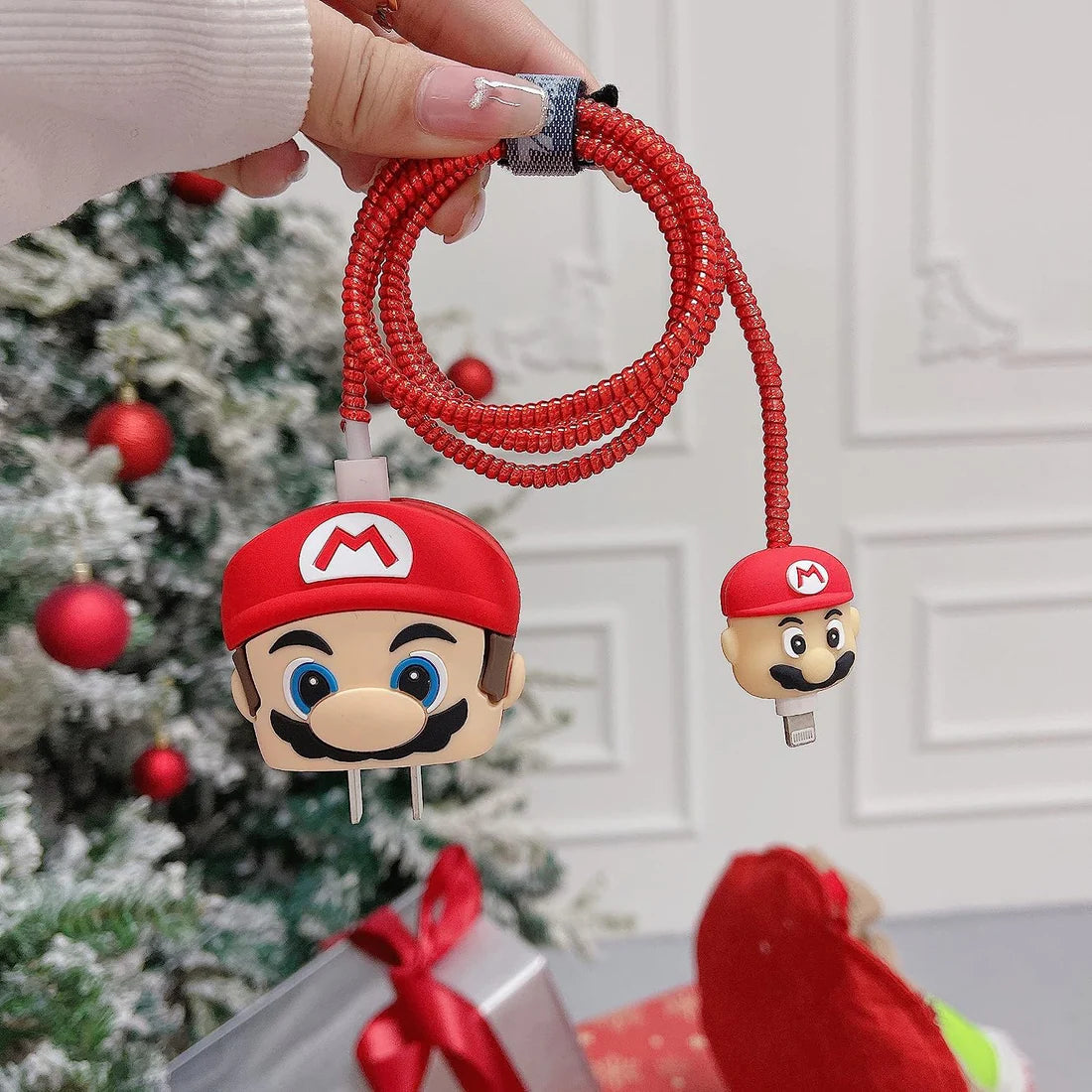 Iphone Charger Case Cover - Super Mario Bros Green- 4 Piece Set (With Wire Protector)