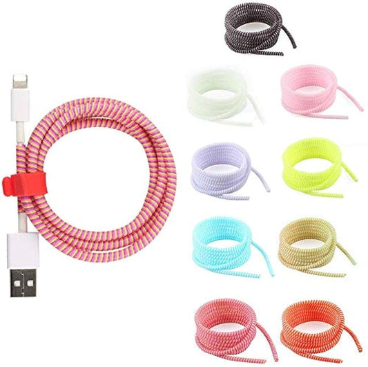 Spiral Triple Colors Cable Protectors for Mobile Phone Charging Cable, Earphones (Multicolors 1.7 Meter, Pack of 1)