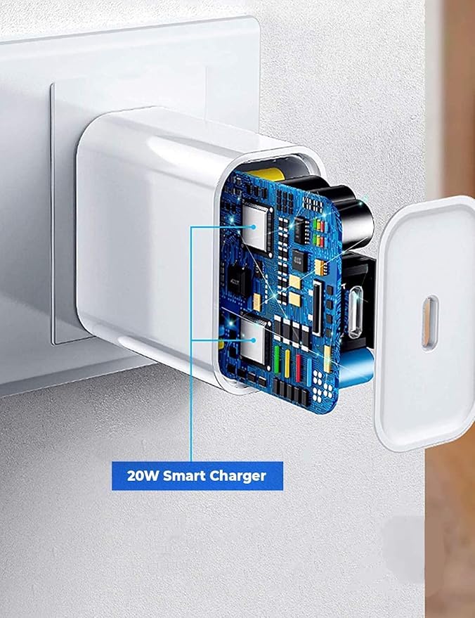 Original 20W Charger (Adapter & Cable White) with 6 Months Warranty