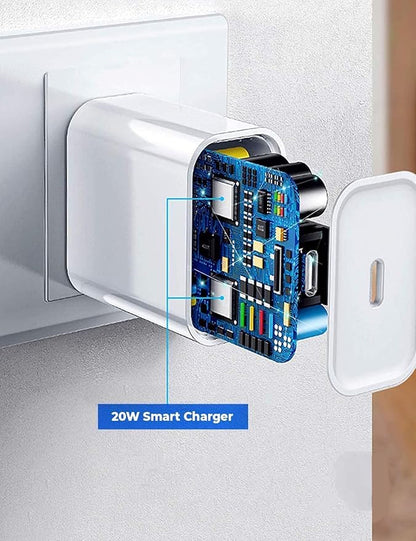 Original 20W Charger (Adapter & Cable White) with 6 Months Warranty